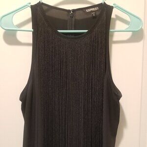 LIKE NEW Women's Express XS Black Boho Fringe Tank